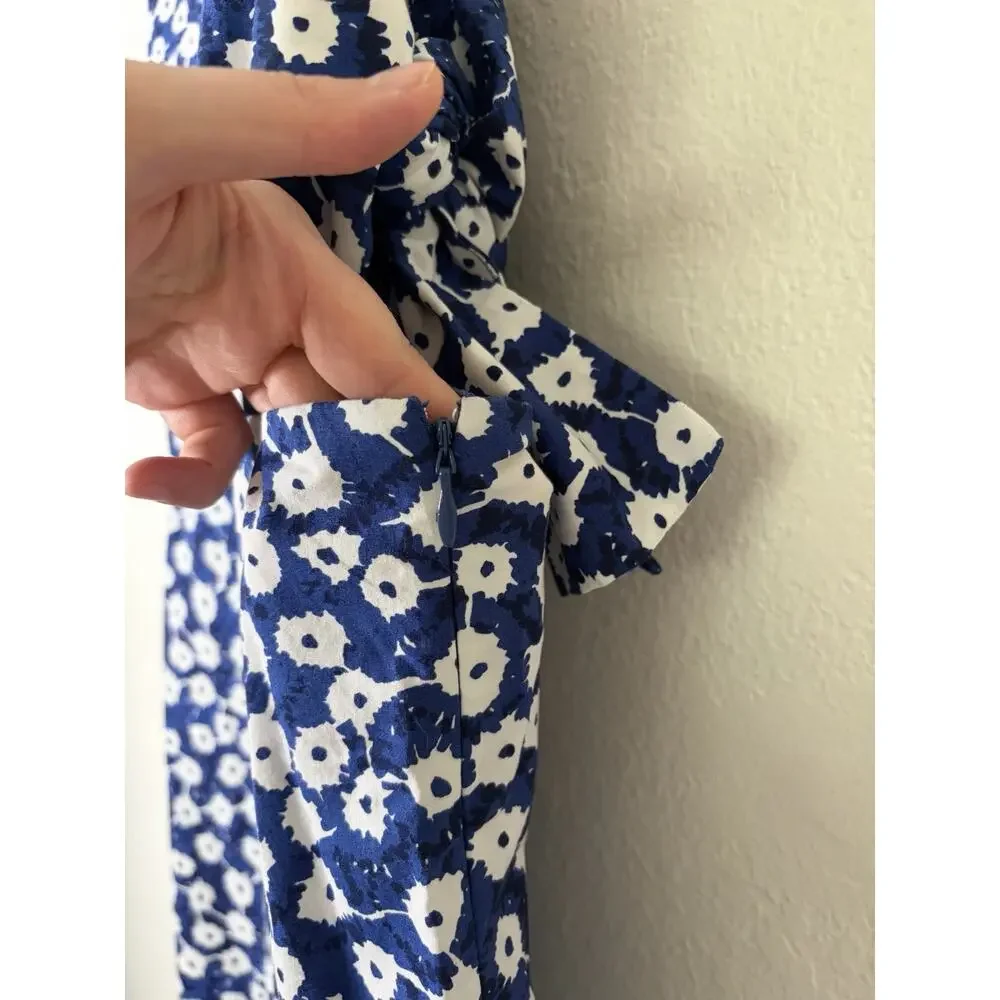Kate Spade Saturday Blue White Ditsy Floral Cut Out Dress Size 12 Whimsical